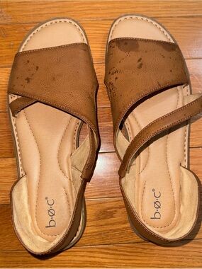 Brown Leather Slide Sandals